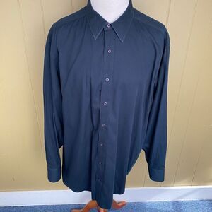 Pronto Uomo men 2XLT 100% cotton button down stripe dress shirt black